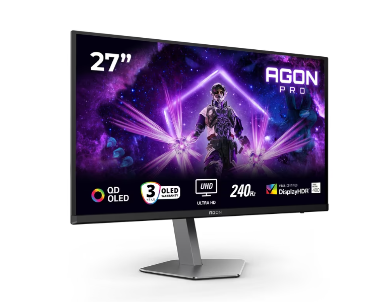 AOC AG276UZD Monitor Gaming 27 Pulgadas UHD, 280Hz, QD-OLED, 0.03 ms GtG, HDR400 TrueBlack, G-Sync Compat, Altura Ajustable, 3840×2160